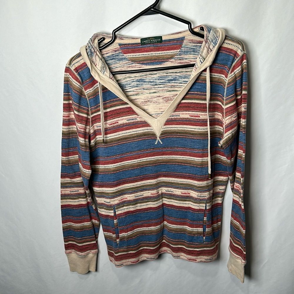 Lauren Ralph Lauren Striped Hooded Pullover in Blue, Red, Cream